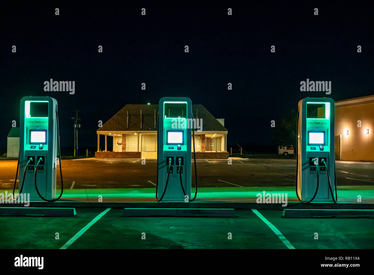 Grand Island, Nebraska - An electric vehicle charging station. Stock Photo