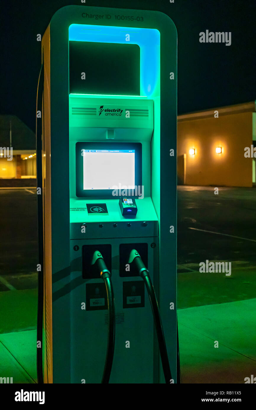 Grand Island, Nebraska An electric vehicle charging station Stock