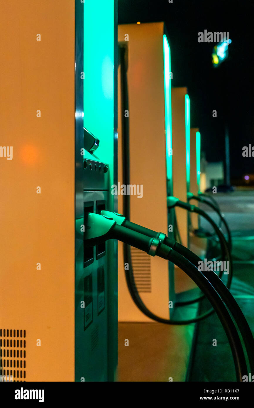 Grand Island, Nebraska An electric vehicle charging station Stock