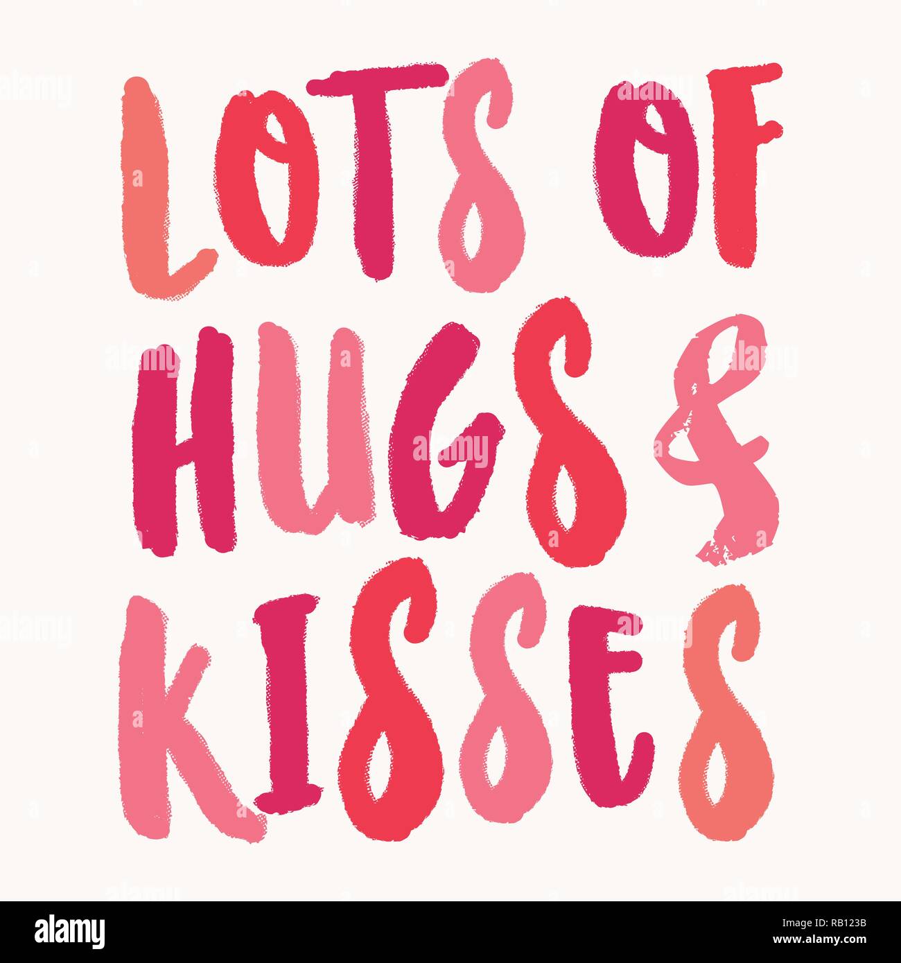 Lots of Hugs and Kisses. Valentine's Day greeting card template with  colorful typographic design on white background. Cute and playful vector  romantic Stock Vector Image & Art - Alamy
