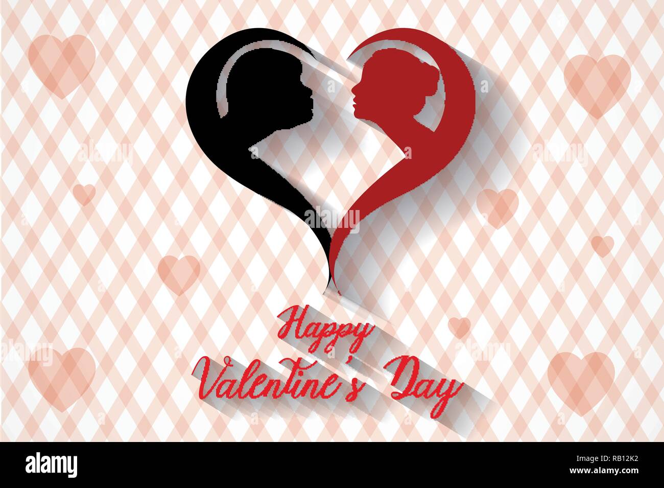 Happy valentine's day kissing couples silhouette background, vector ...