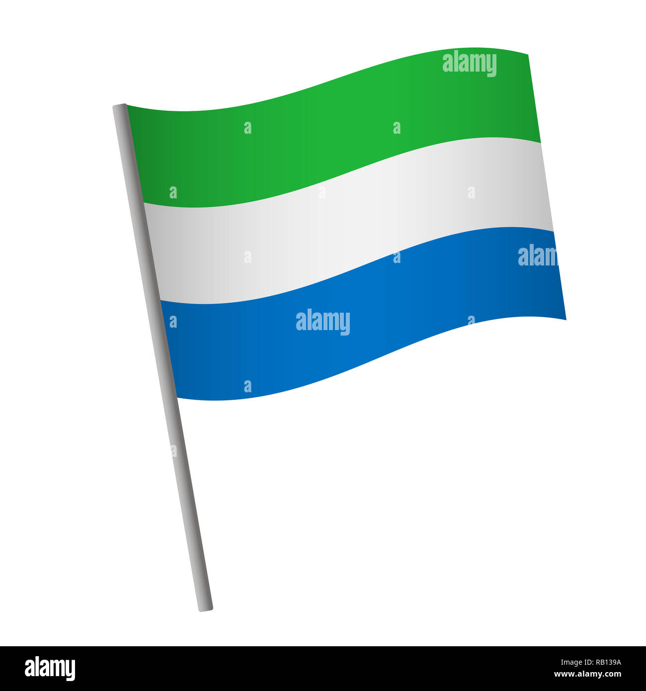 Sierra leone flag icon. National flag of Sierra leone on a pole ...