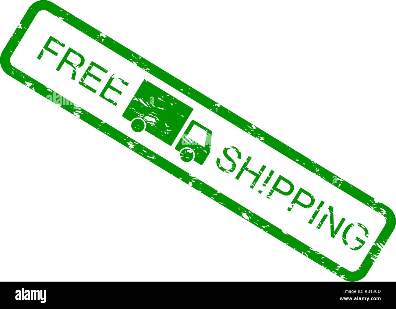 Free shipping green rubber stamp isolated on white. Vector free shipping stamp for delivery services illustration Stock Vector