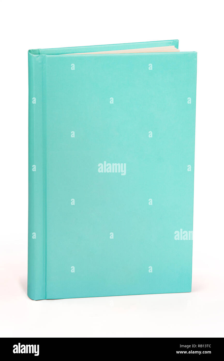 Aqua blank book hardcover book with clipping path Stock Photo