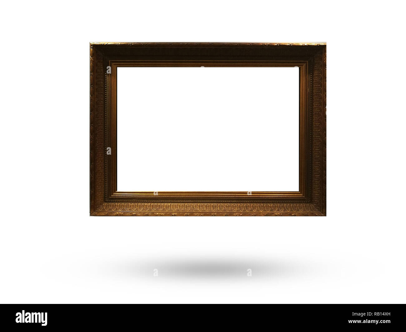 wooden picture frame on white background Stock Photo - Alamy