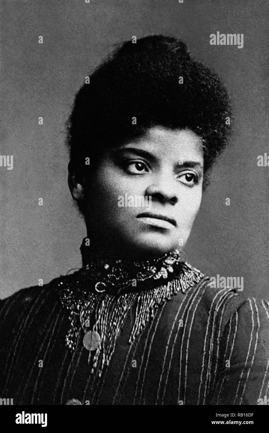 Born into slavery, Ida B. Wells was an African-American investigative journalist, educator, and an early leader in the Civil Rights Movement. (Photo circa 1893 or 1894) Stock Photo