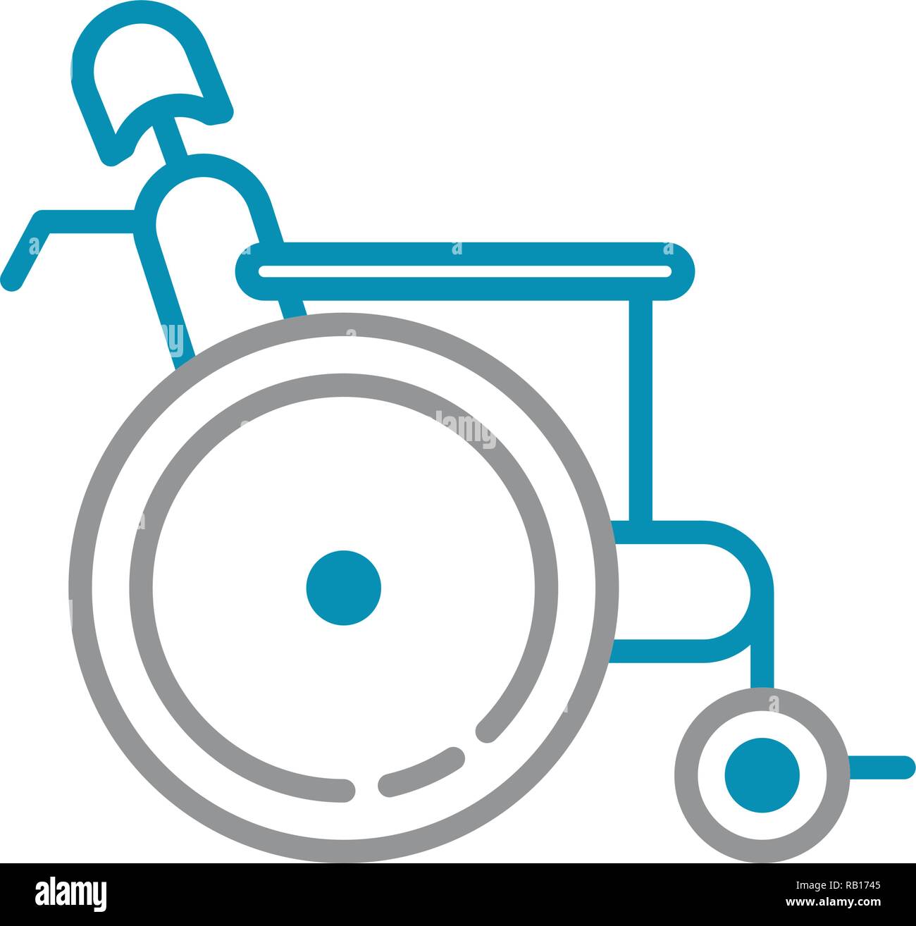 Wheelchair icon grey and blue on white background for graphic and web