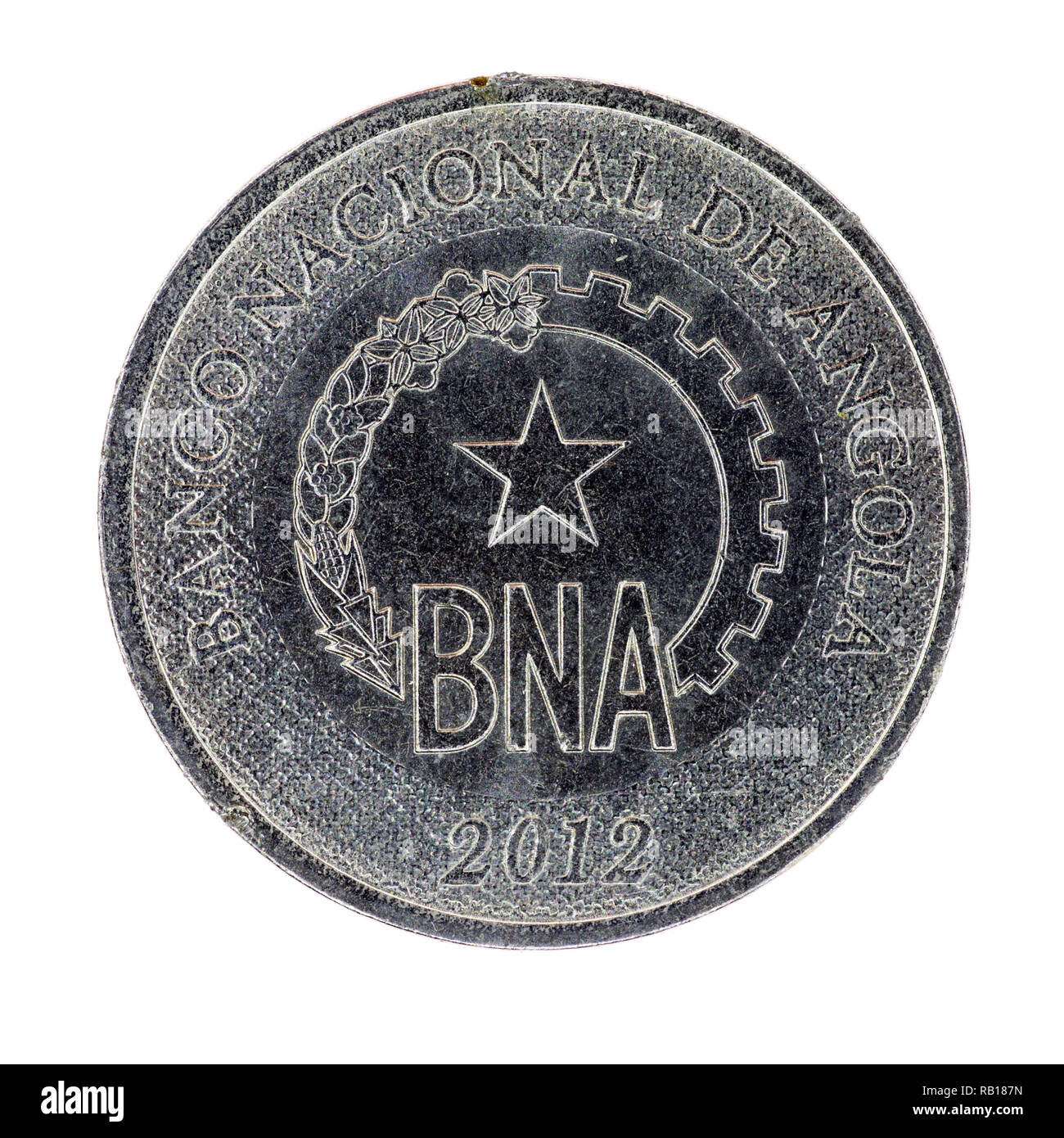 50 Centimos coin, half a Kwanza, from Angola dated 2012 Stock Photo