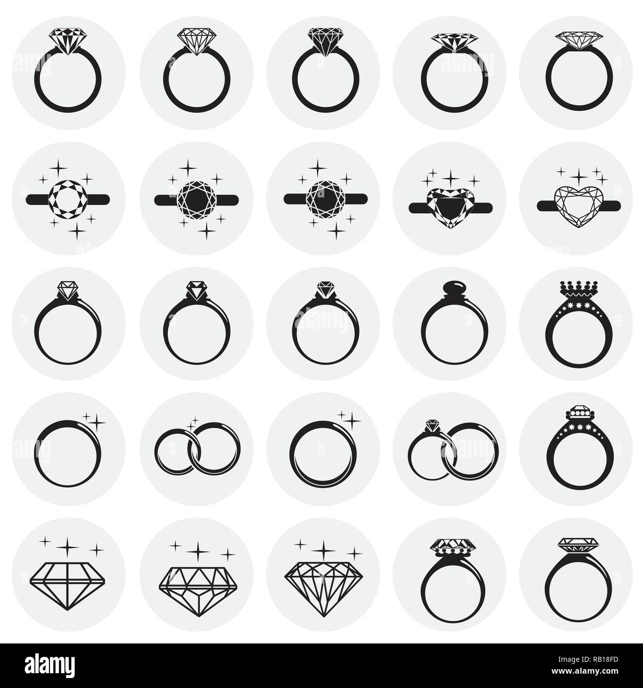 Rings icon set on circles background for graphic and web design, Modern ...