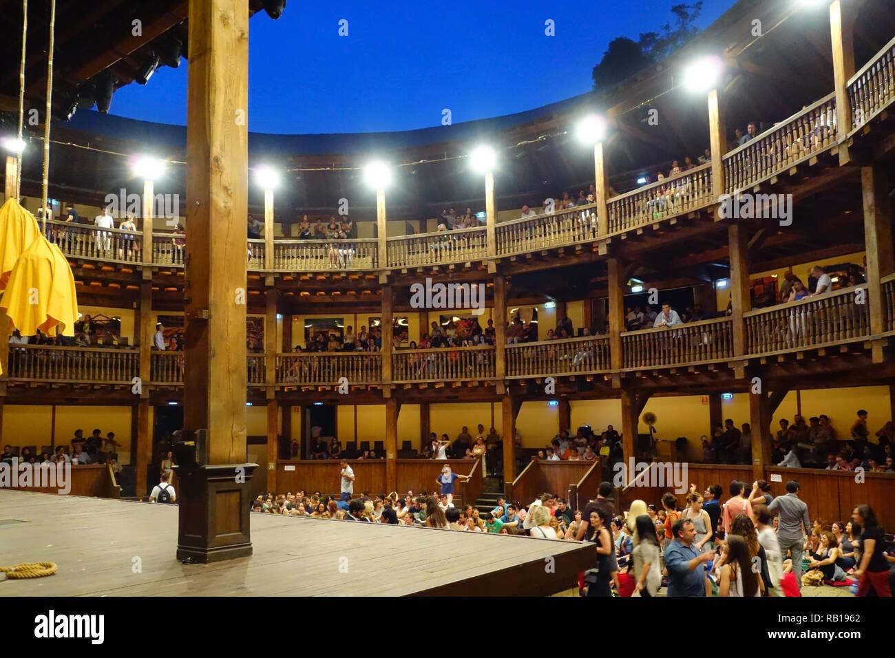 Rome, Italy - July 2014: People in Globe Theatre in Rome waiting for the show to begin Stock Photo