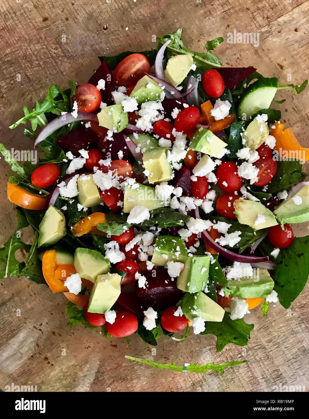 A whole foods healthy big salad full of colour Stock Photo