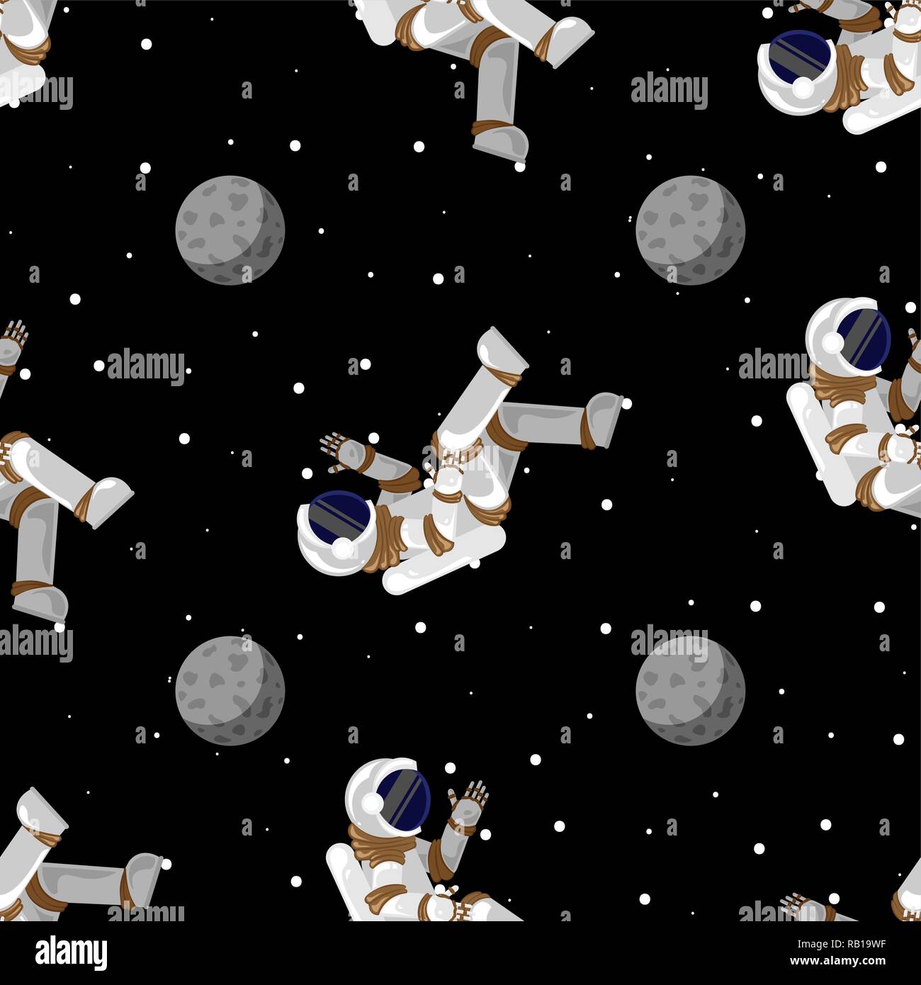 Cute Funny Cosmonaut Astronaut Spaceman Characters Exploring Outer