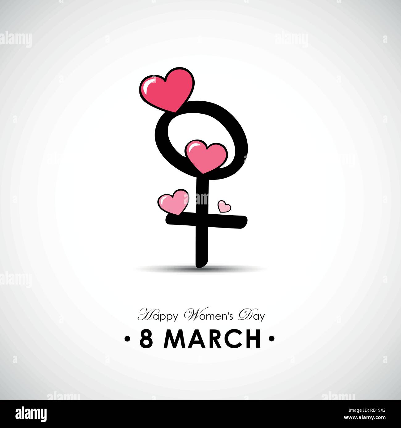 March 8 International Women S Day Female Symbol With Hearts Vector
