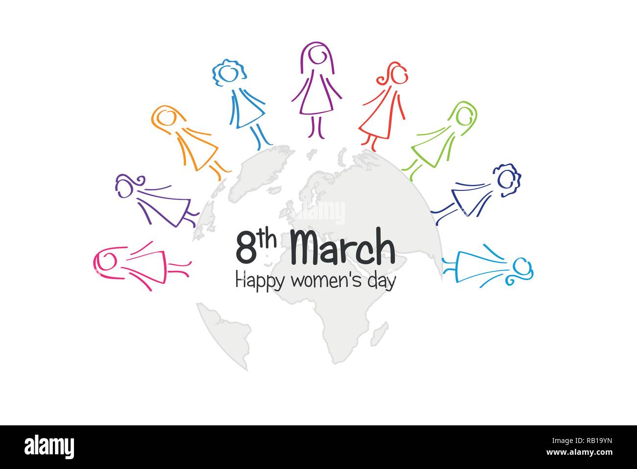 international women's day with colorful womans group around the world vector illustration EPS10 Stock Vector