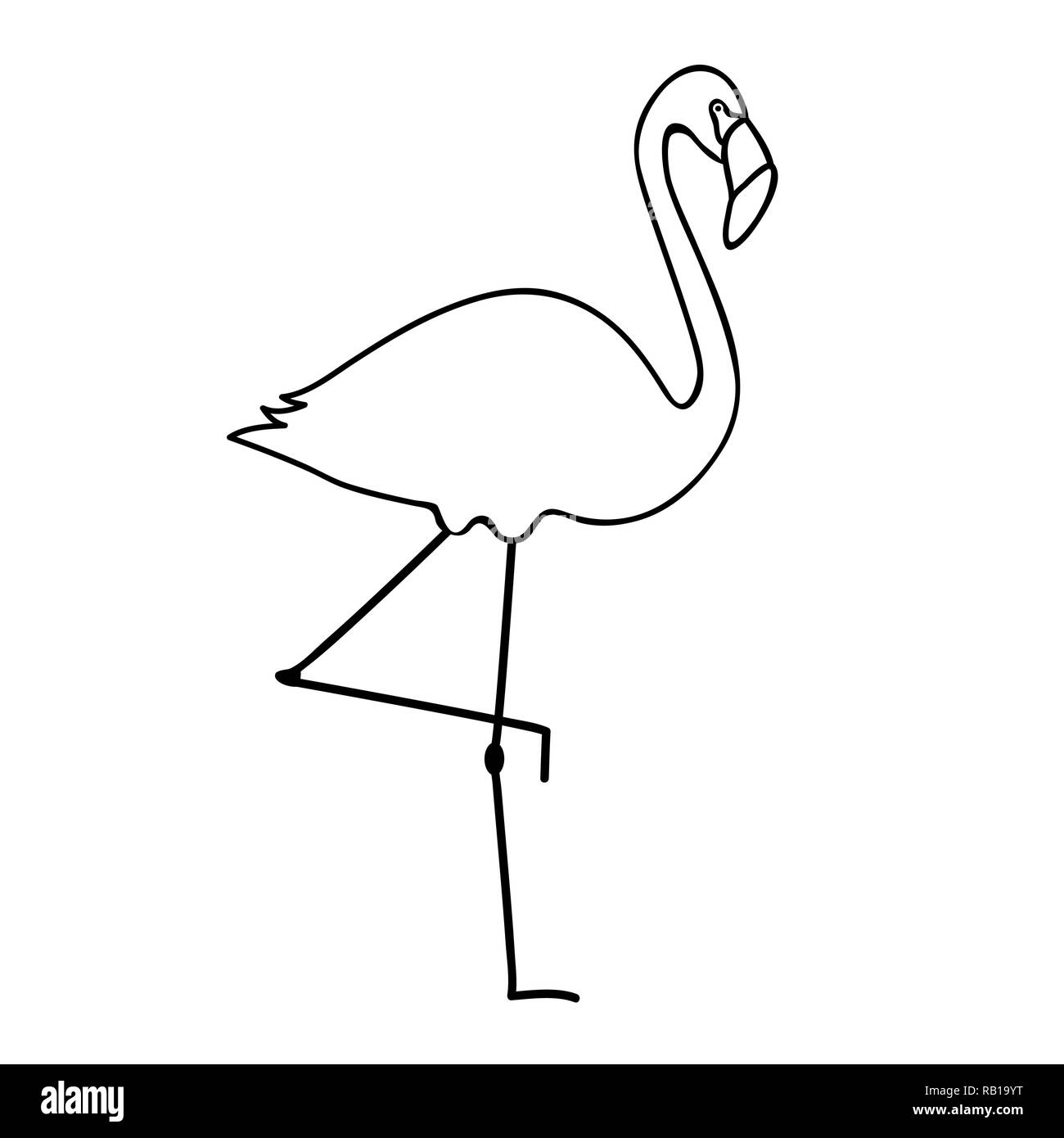 flamingo simple icon pictogram outline vector illustration Stock Vector