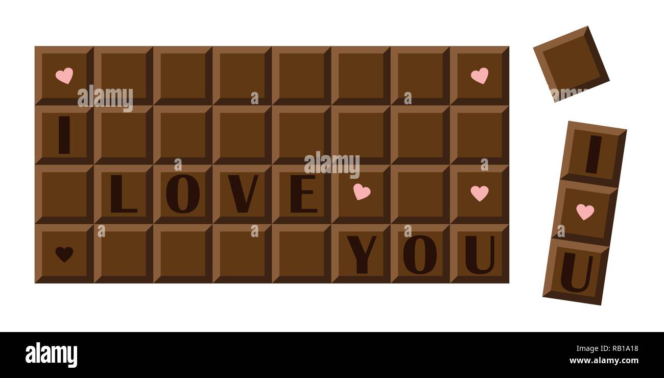 I love you chocolate bar with hearts vector illustration EPS10 Stock Vector