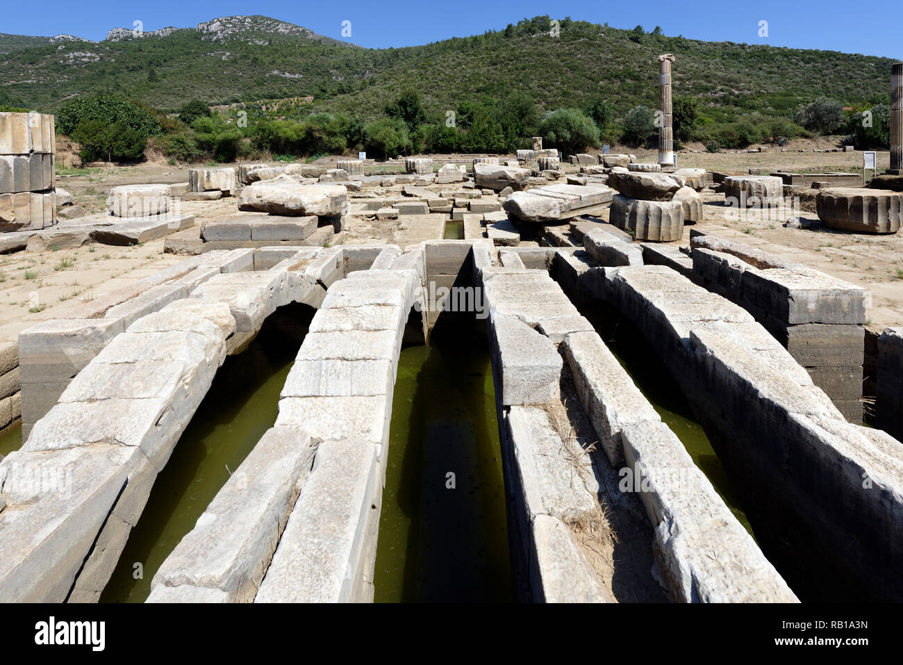 View of one of the two arched subterranean sacred rooms- Adyton, of the Temple of Apollo, Greek sanctuary of Apollo of Claros, Turkey.  This image sho Stock Photo