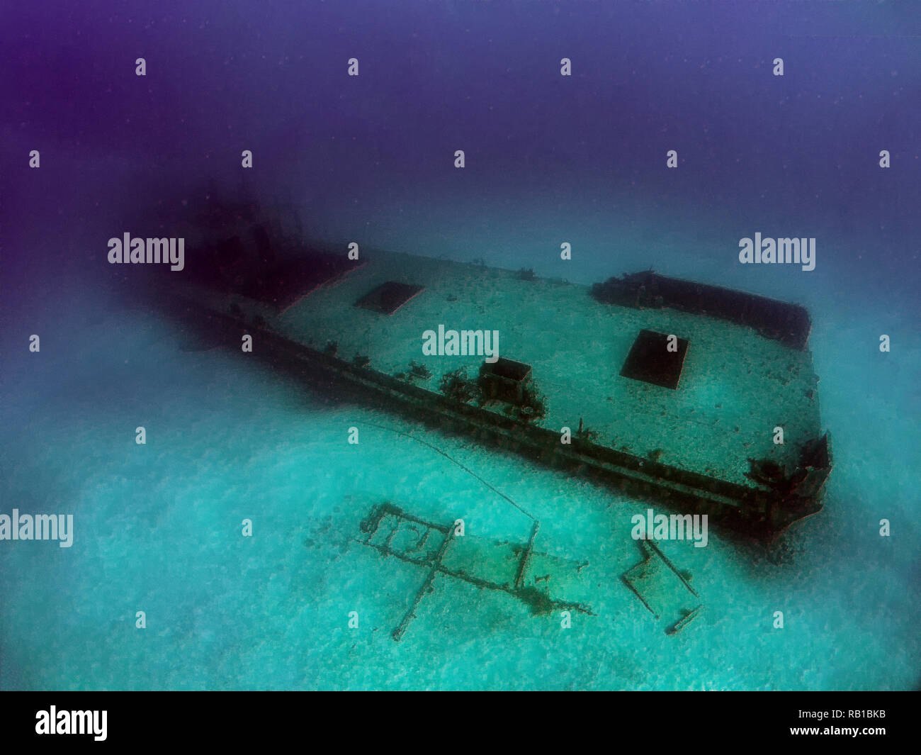 The wreck of the P31 patrol boat off Comino, Malta Stock Photo