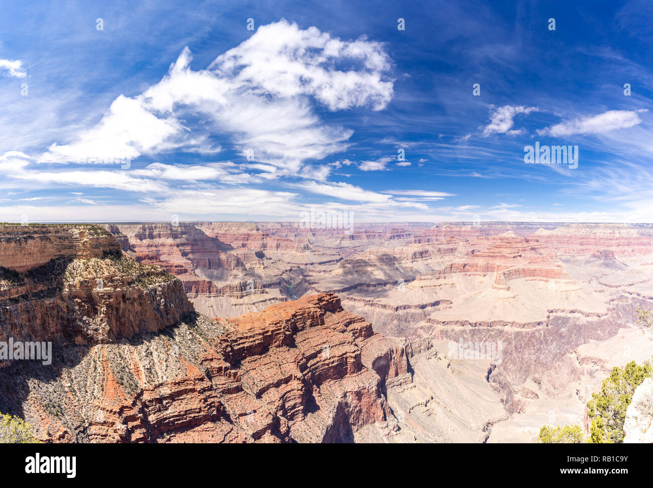 South rim of Grand Canyon in Arizona USA Panorama Stock Photo