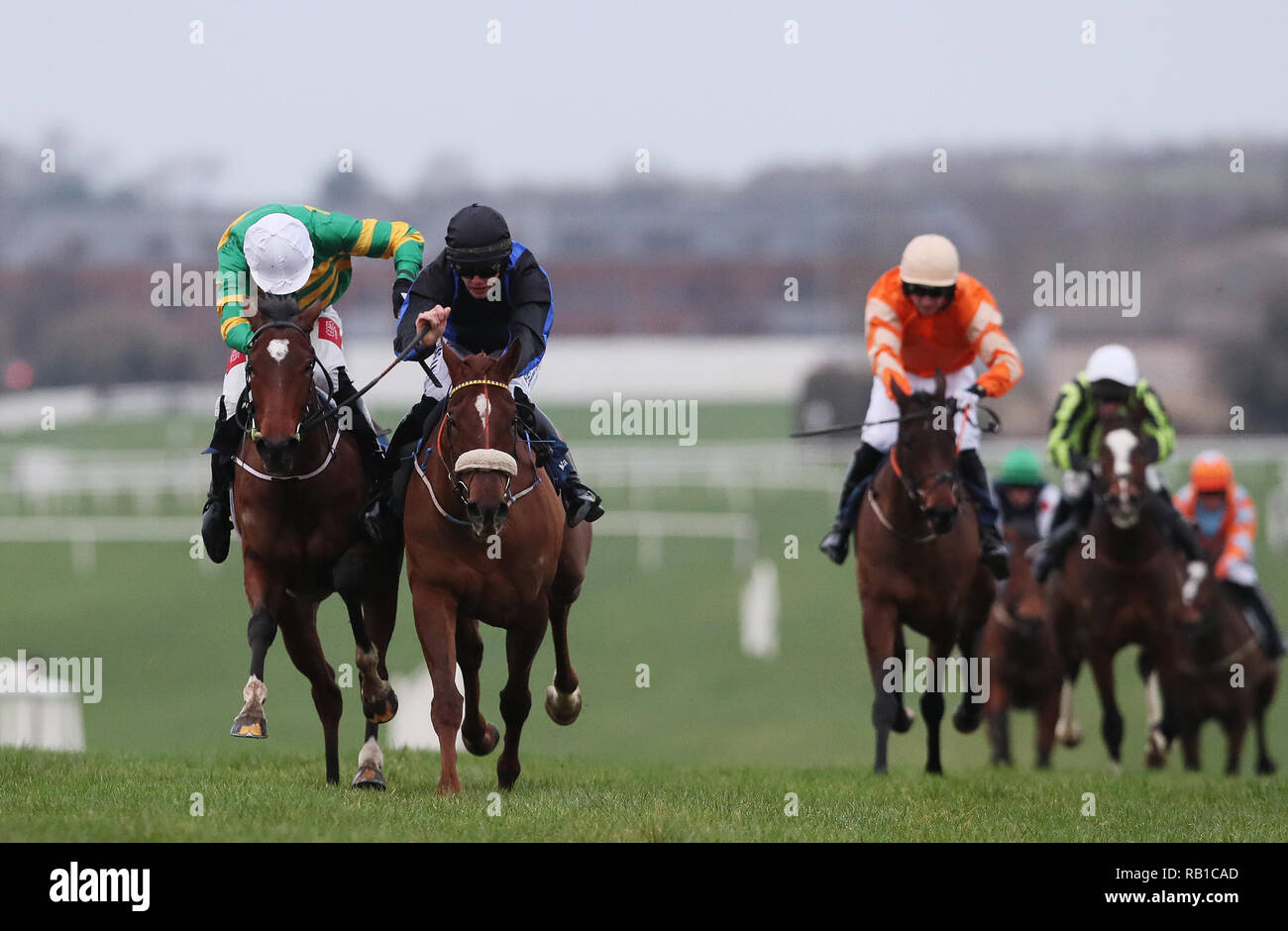 Aliym ridden by Paul Cawley (second left) on the way to winning the Rushe's Supervalu (Pro/Am) Flat Race at Naas Racecourse. Stock Photo