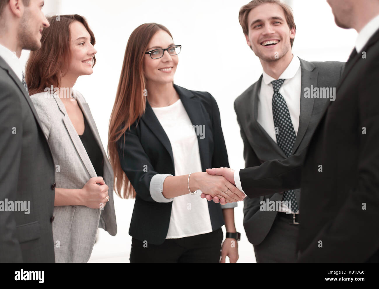business and office concept - smiling business team Stock Photo - Alamy