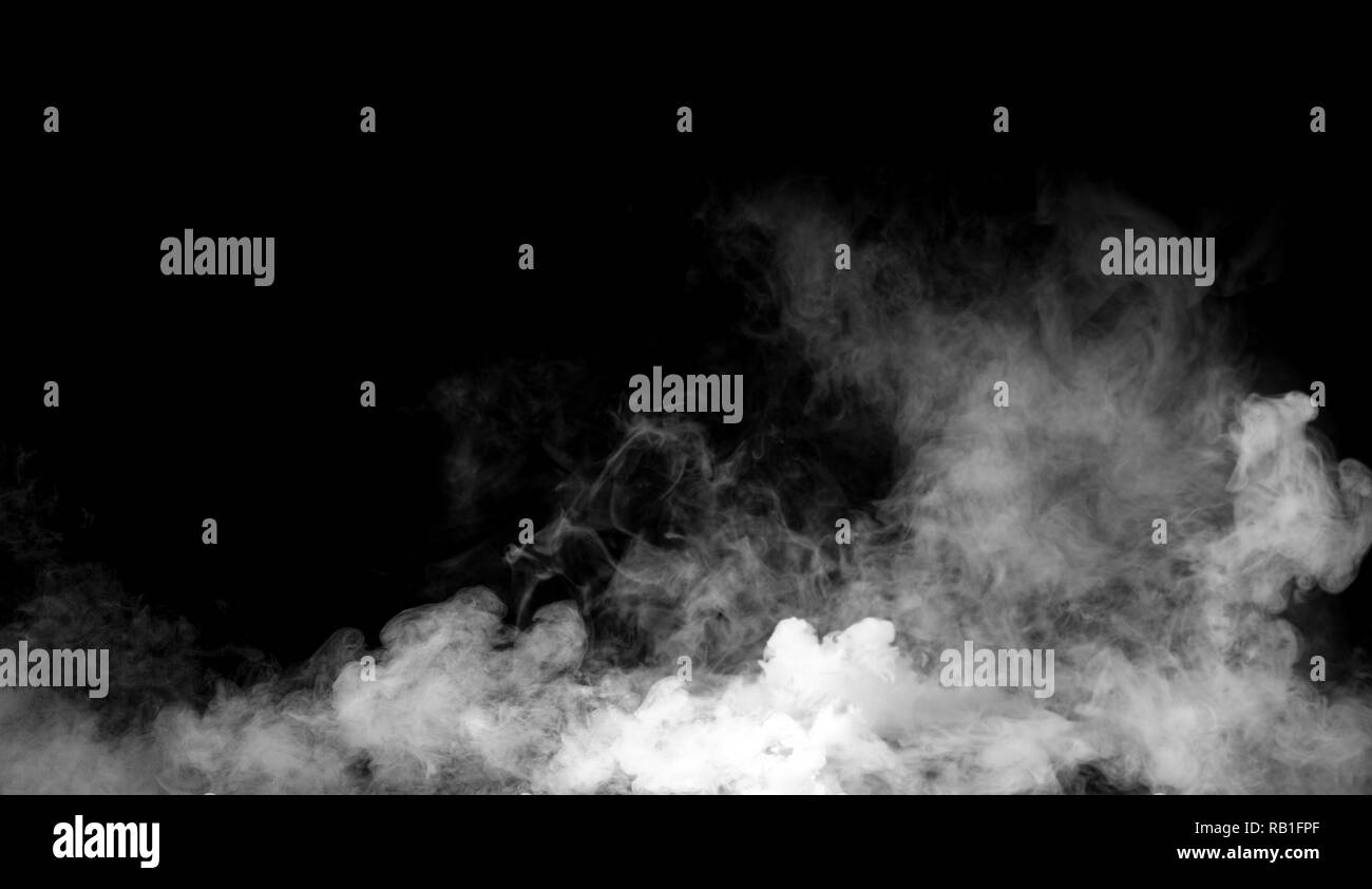 Fog and mist effect on black background. Smoke texture overlays Stock Photo