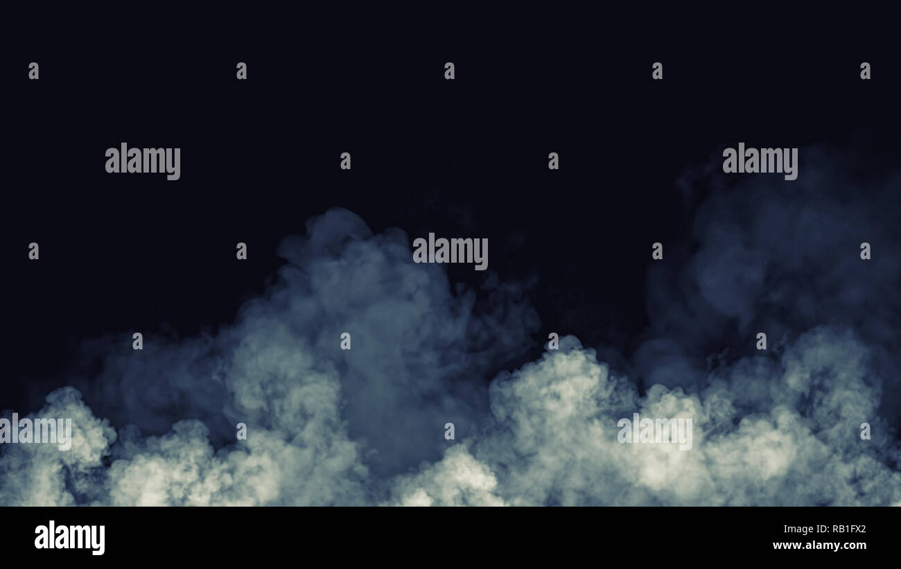 Fog and mist effect on black background.Blue smoke texture Stock Photo