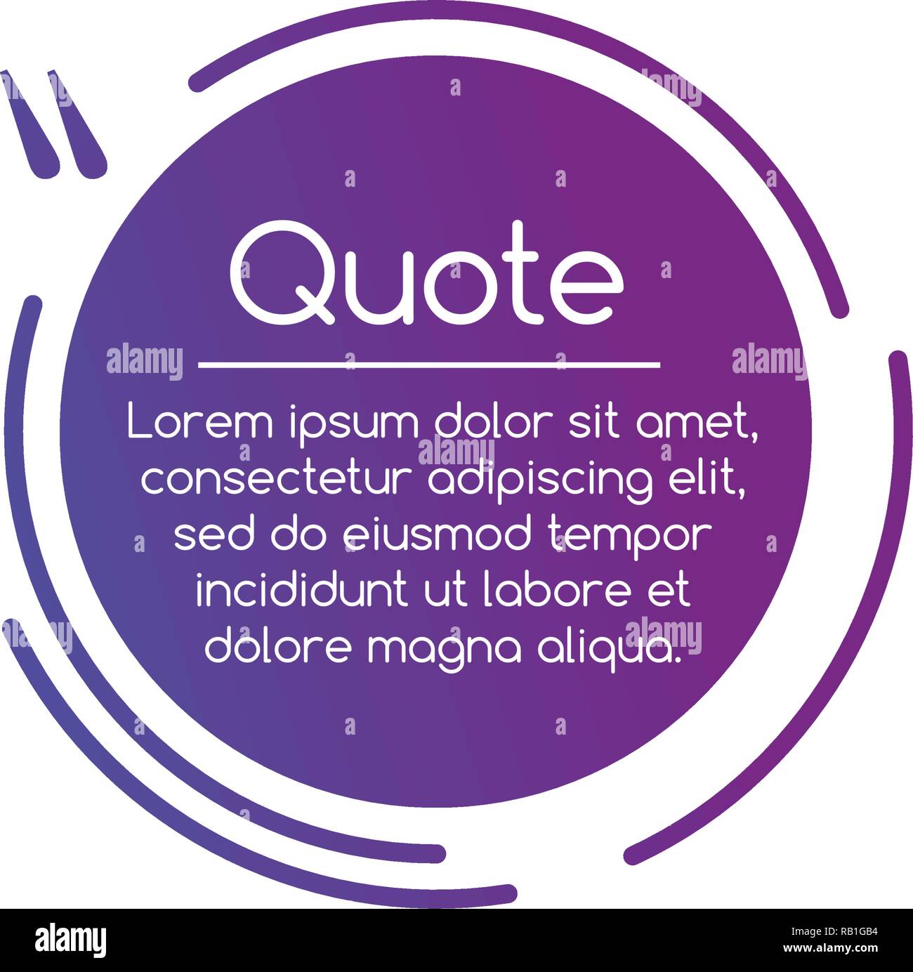 Purple Vector circle line Quotation Mark Speech illustration. Quote sign. Vector illustration