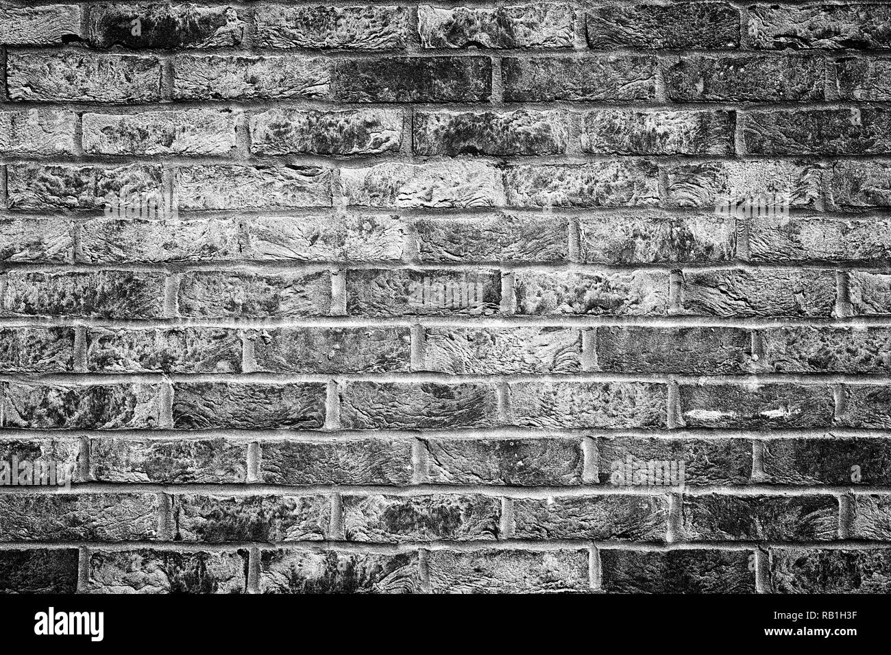 Black and white background brick wall pattern Stock Photo