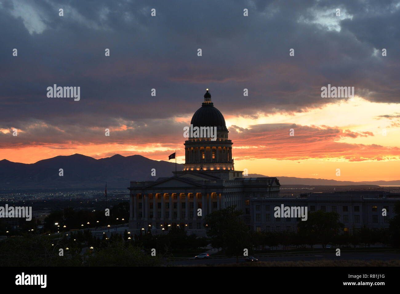 Utah state capital building at sunset Stock Photo