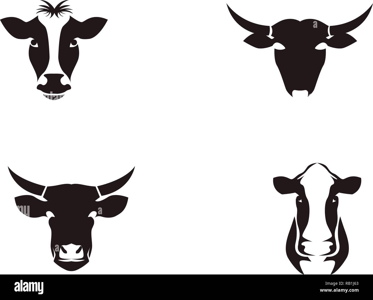 Cow head symbols logo vector template black Stock Vector Image & Art ...