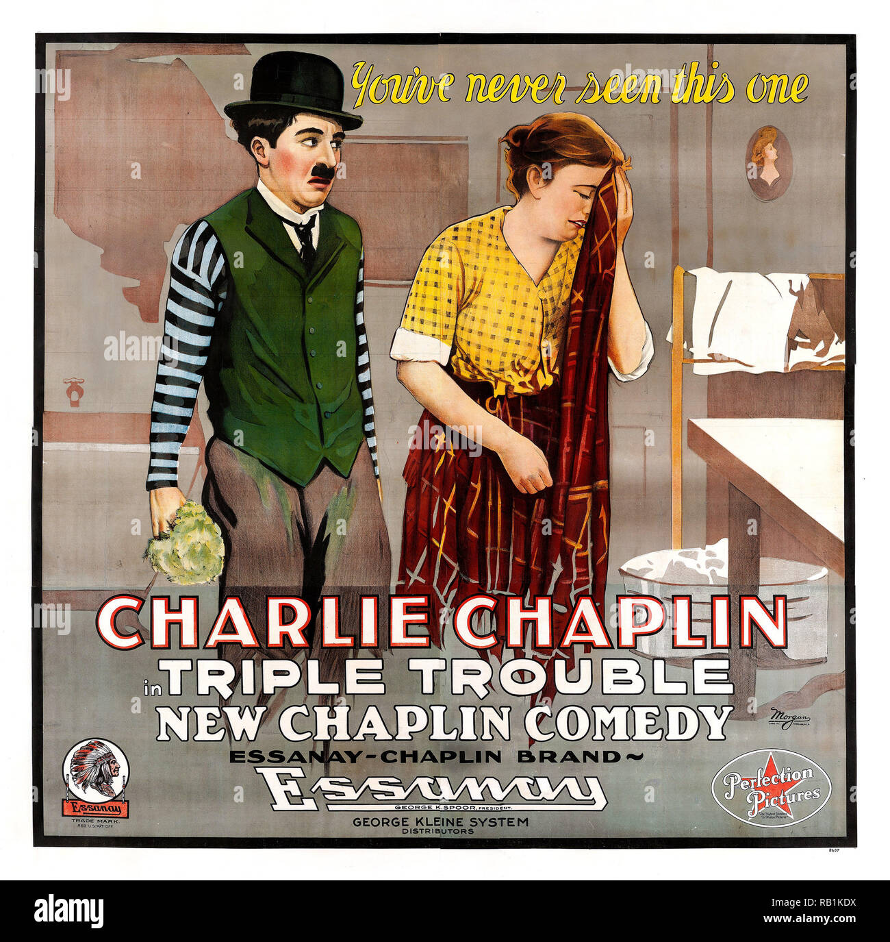 Charlie Chaplin Triple Trouble Poster Stock Photo