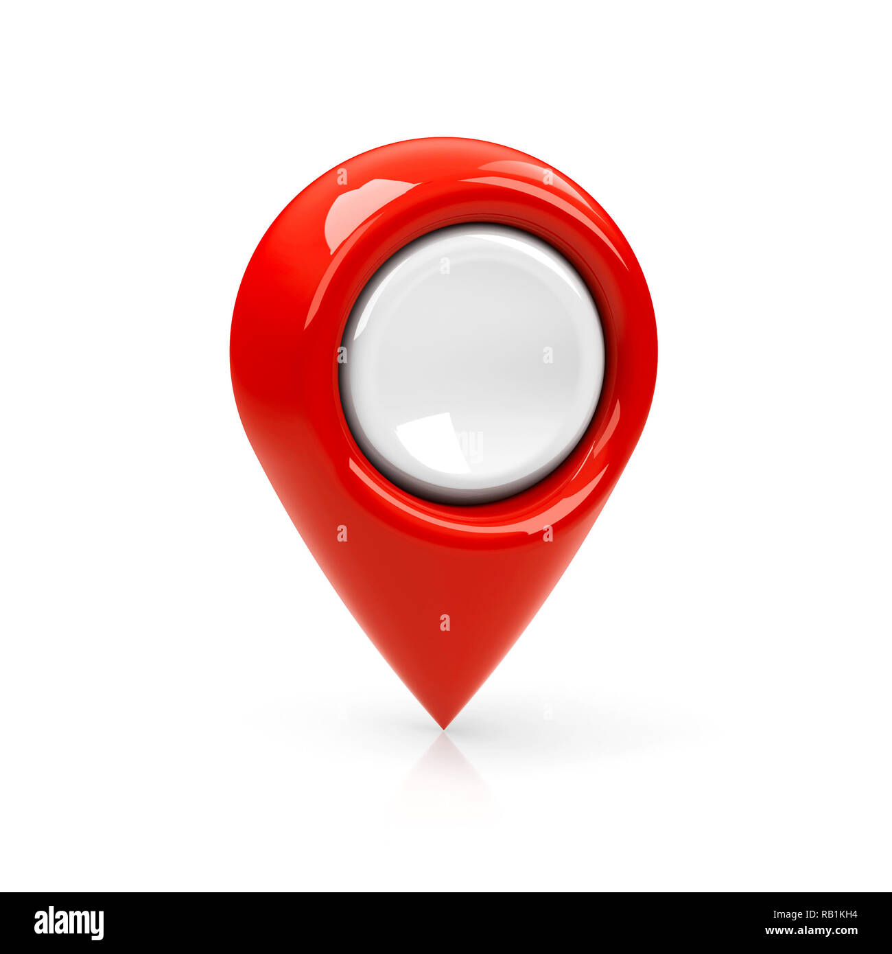 Red map pointer isolated on white background, three-dimensional rendering, 3D illustration Stock Photo