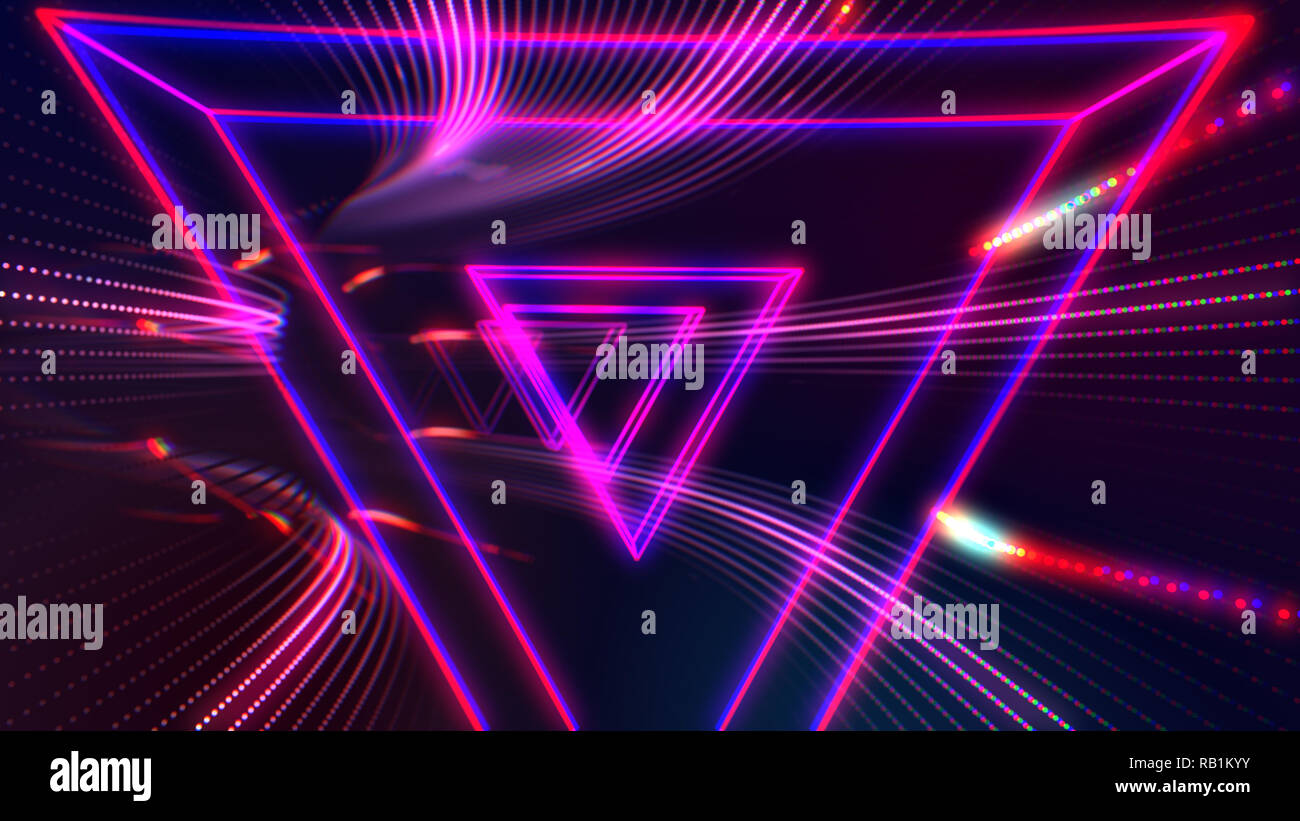 Futuristic HUD triangle tunnel VJ illustration. 4K Neon motion graphics ...