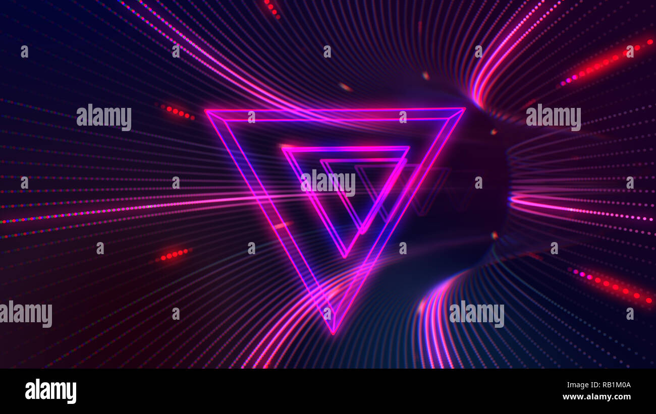 Futuristic HUD triangle tunnel VJ illustration. 4K Neon motion graphics ...
