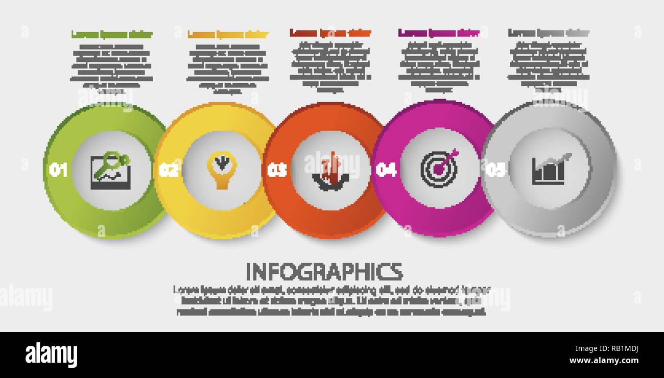 Modern 3D vector illustration. Circular infographic template with five ...