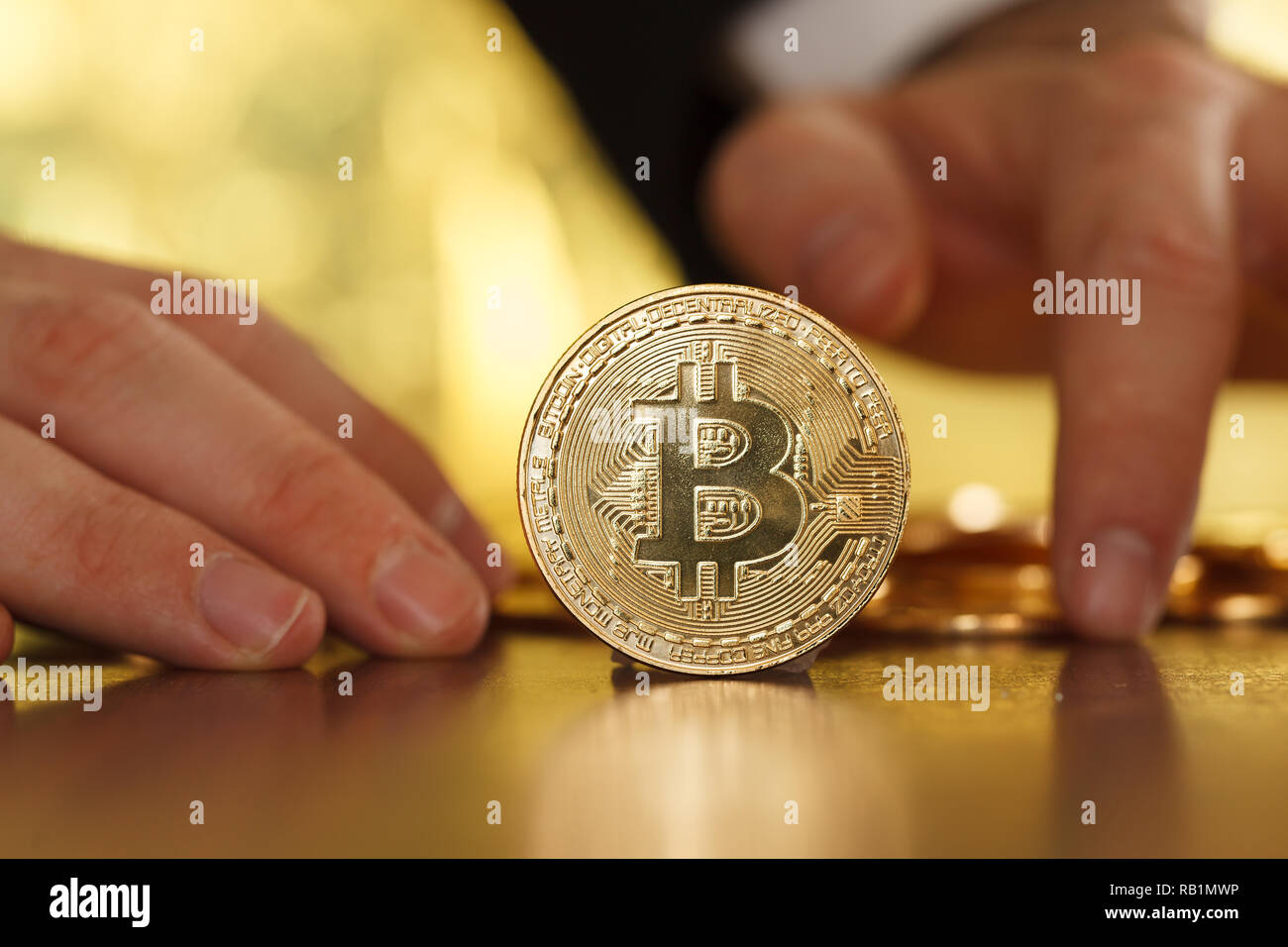 Bitcoin the future of the world currency system Stock Photo