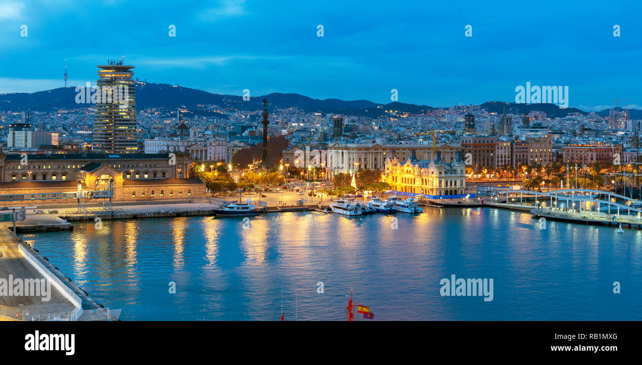 View to the habour, Port Vell, Barcelona, Spain Stock Photo