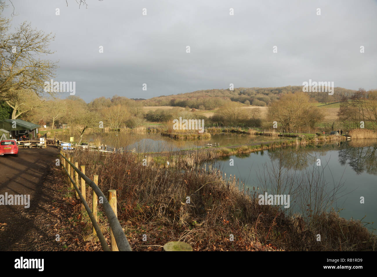 View of Bells mill fishery, Stourton, Stourbridge, West midlands, UK
