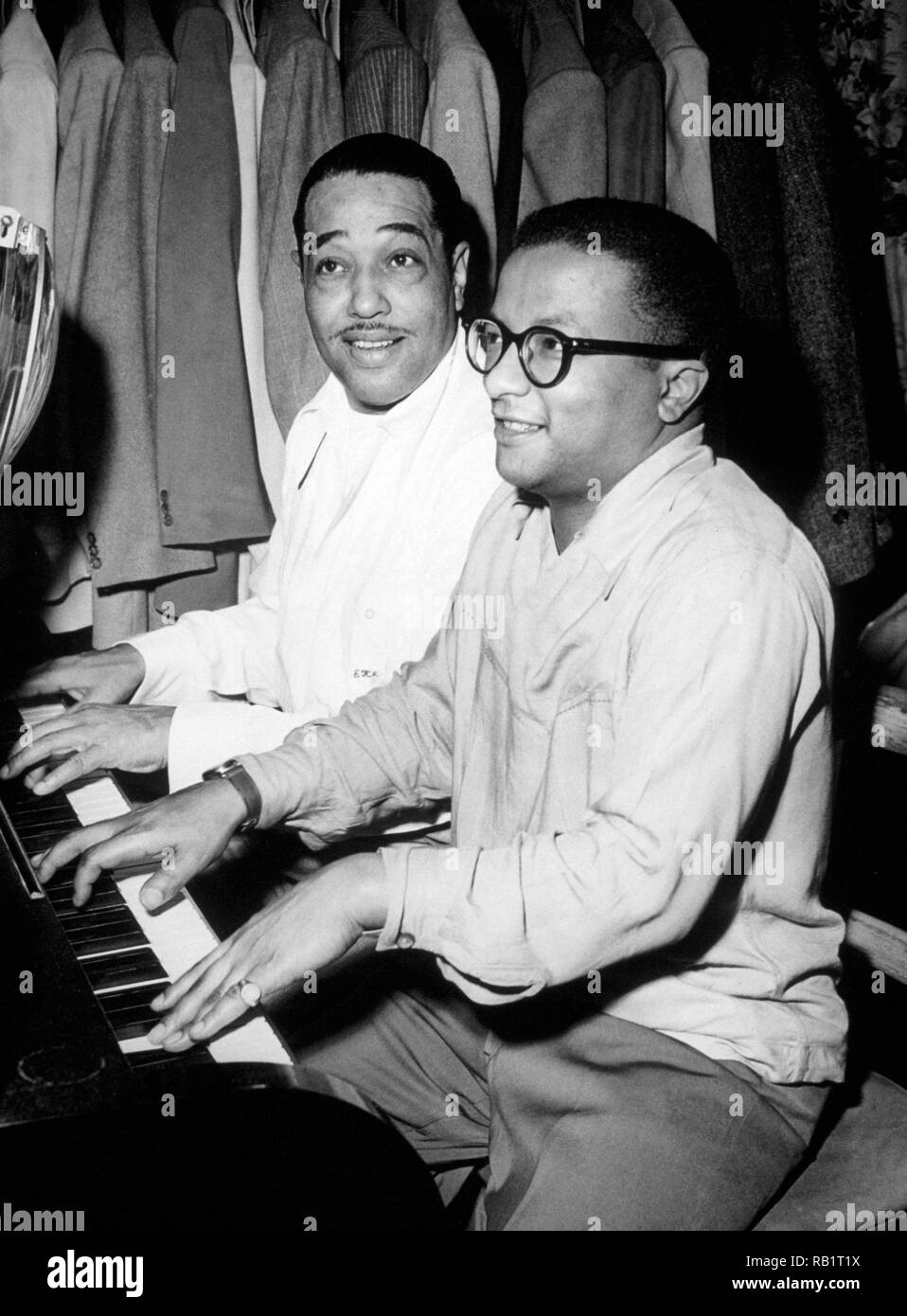 American jazz musicians Duke Ellington and Billy Strayhorn play the
