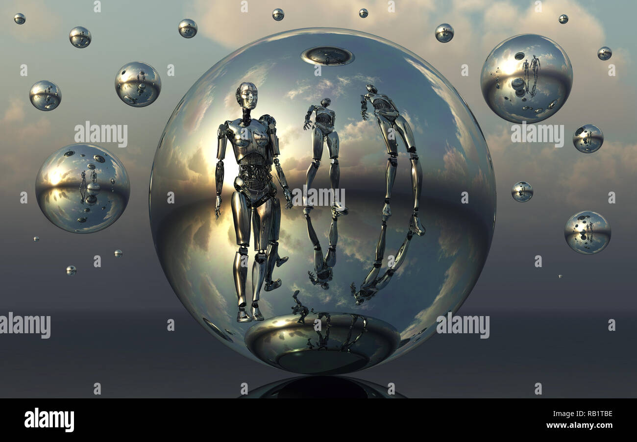 Artificial Intelligence & Transhumanism Stock Photo