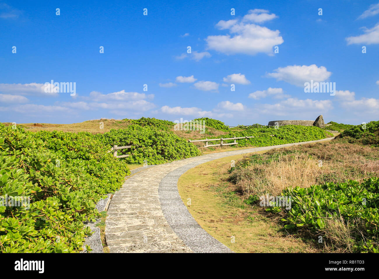 small path way in the park at cape Zanpa at Okinawa, Japan Stock Photo