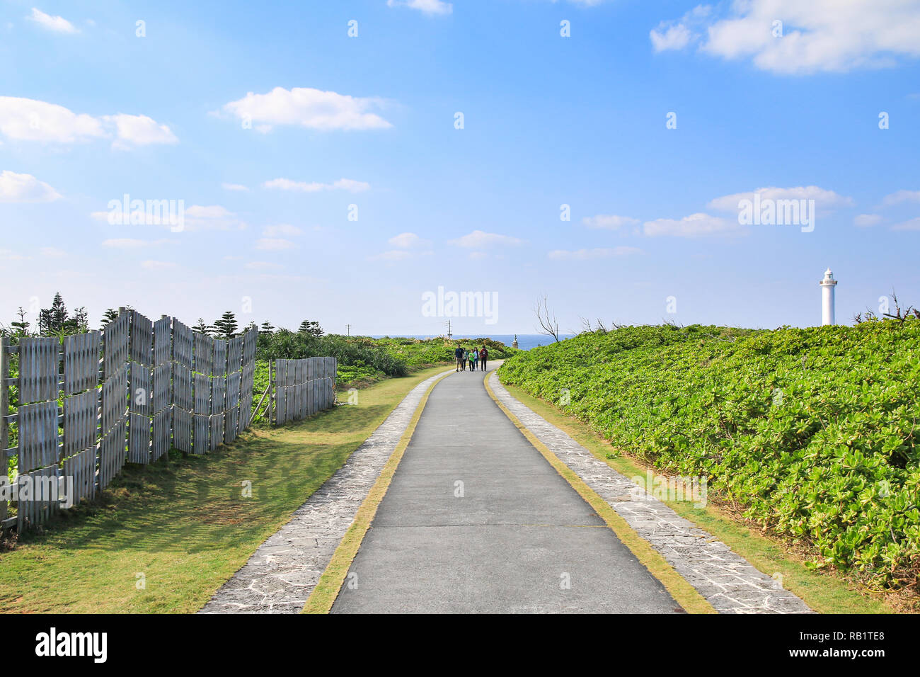 small path way in the park at cape Zanpa at Okinawa, Japan Stock Photo