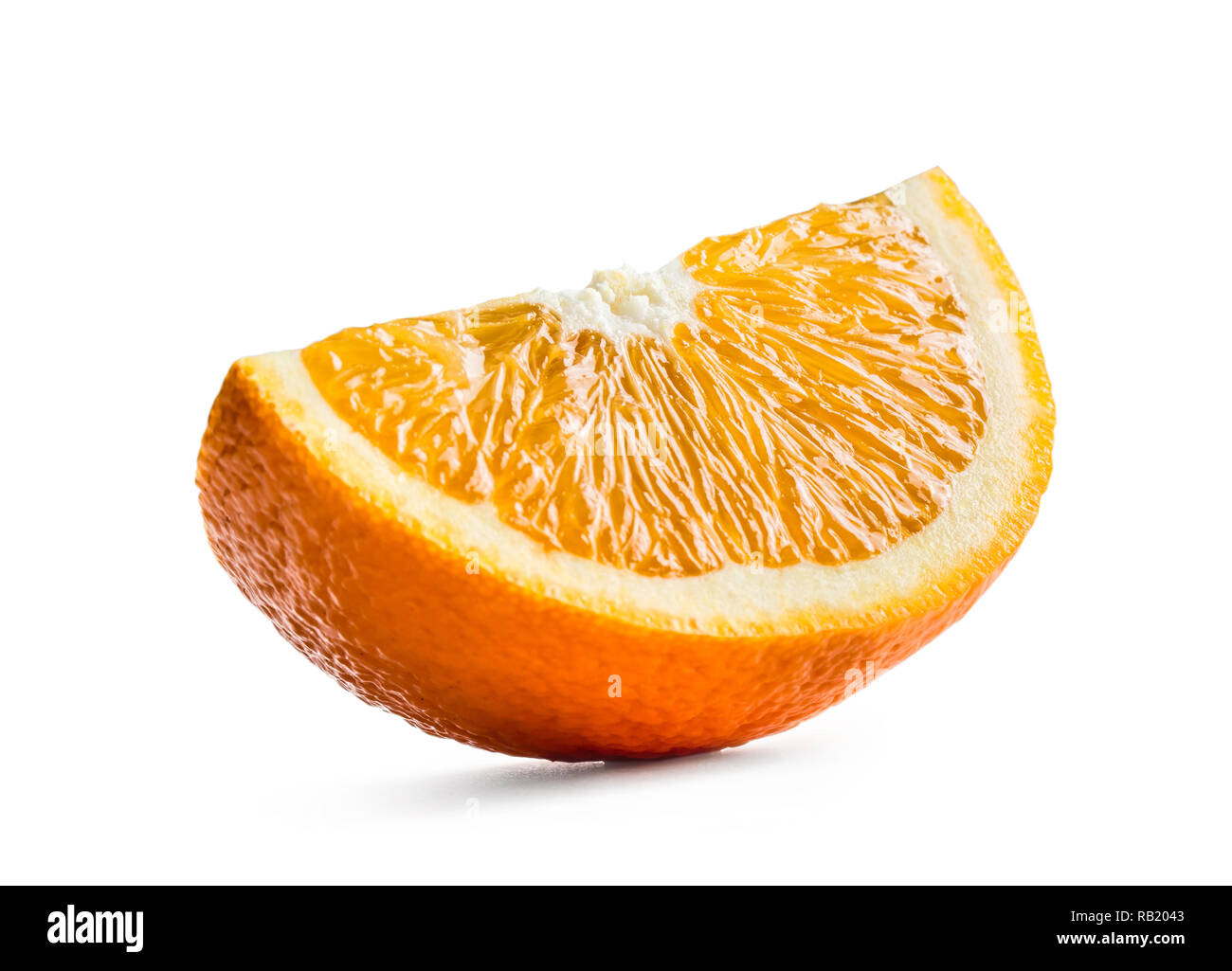 Orange slice isolated on white background - close-up. Stock Photo