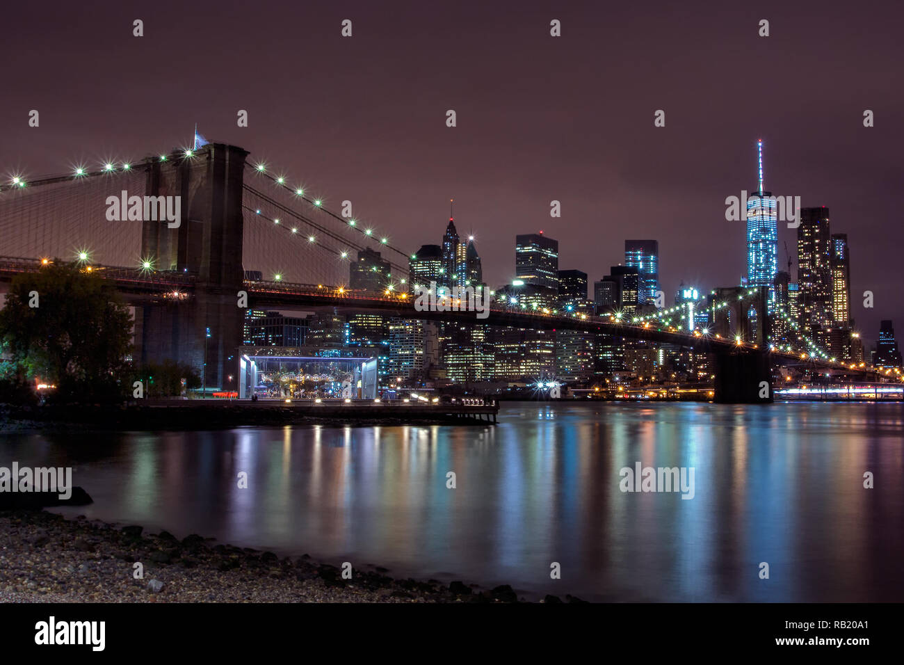 Lower manhattan skyline night view hi-res stock photography and images ...