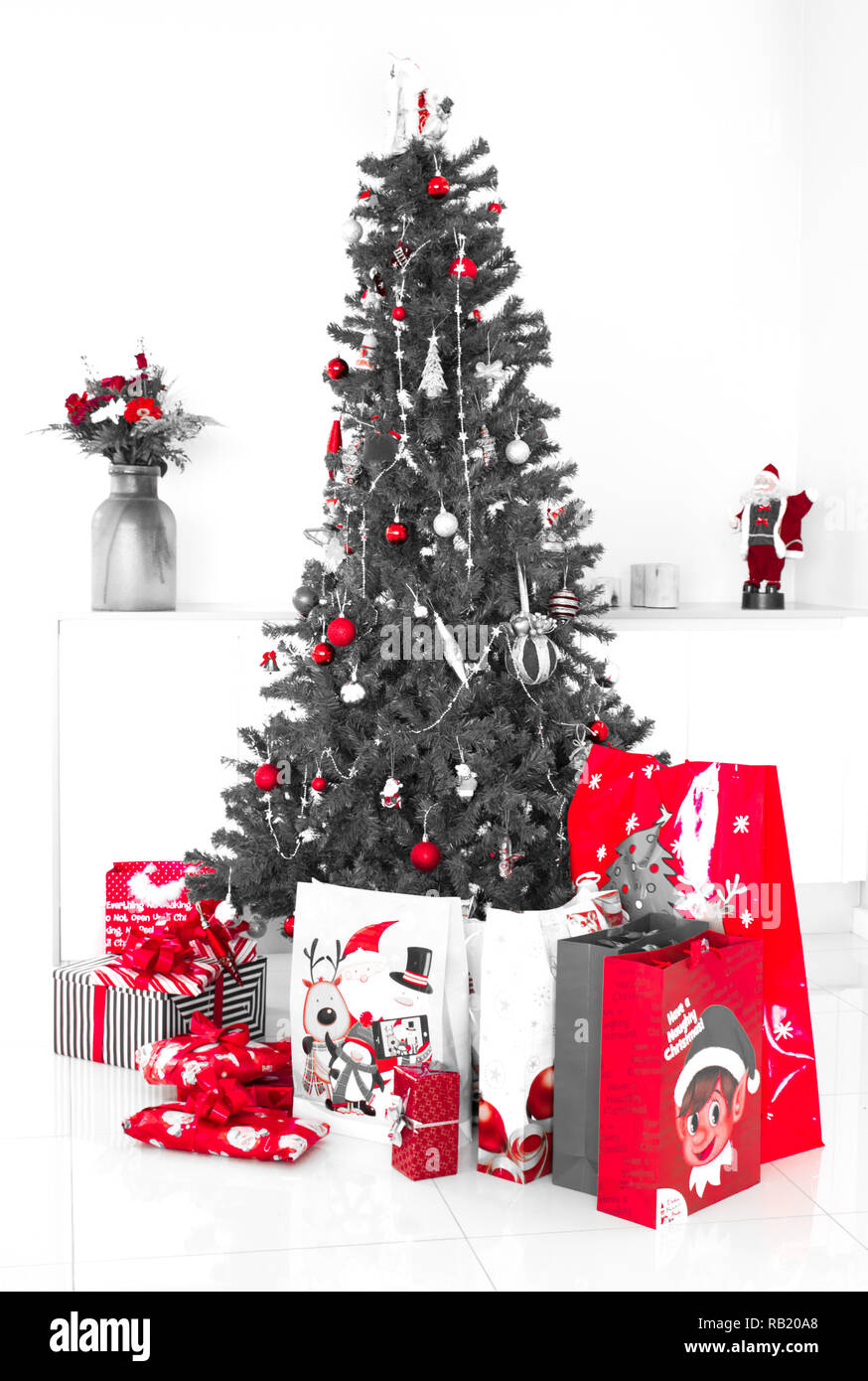 Santa's Red Christmas Tree Stock Photo