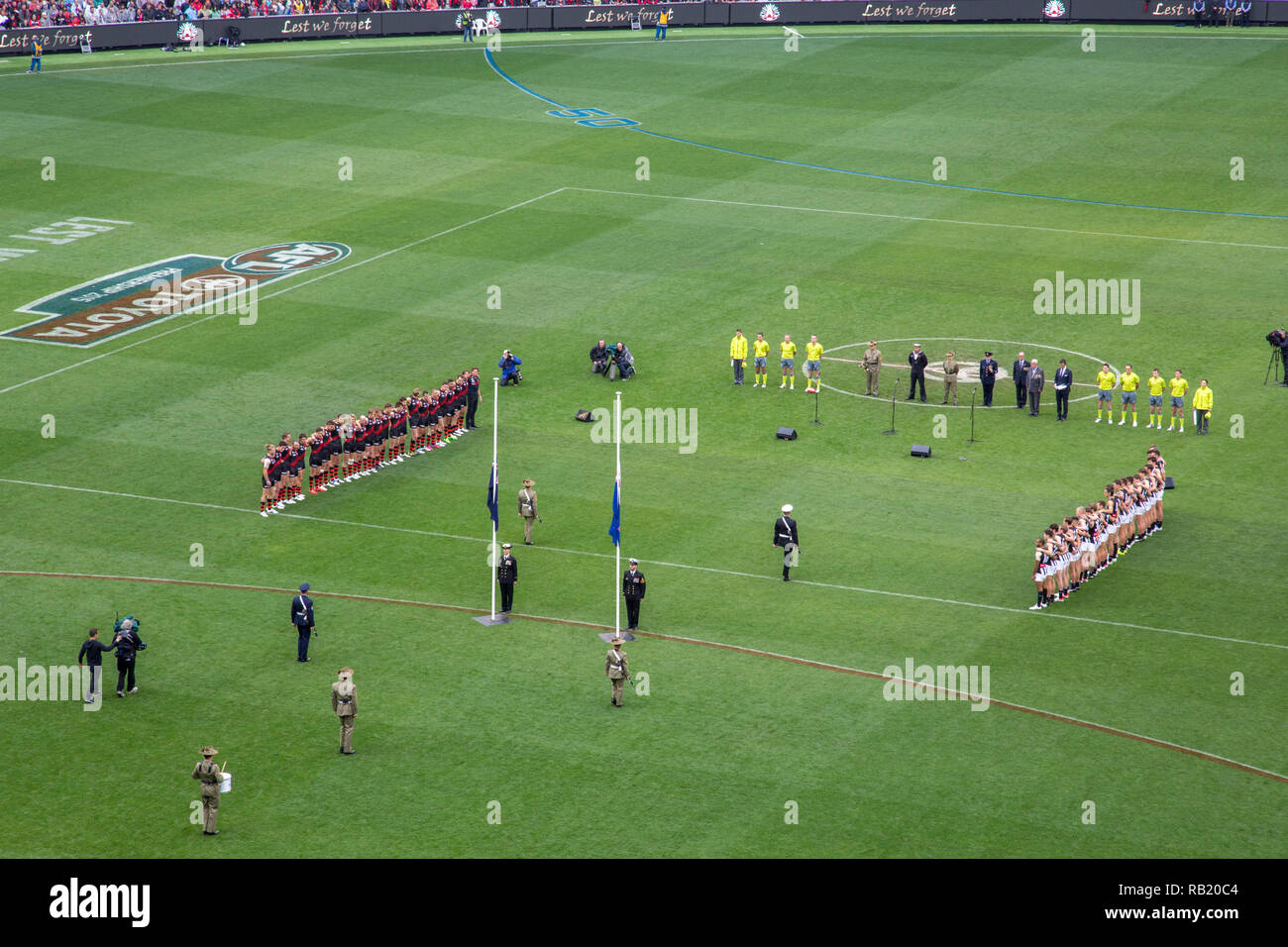 ANZAC Day Match 2015 in Melbourne Cricket Ground Stock Photo