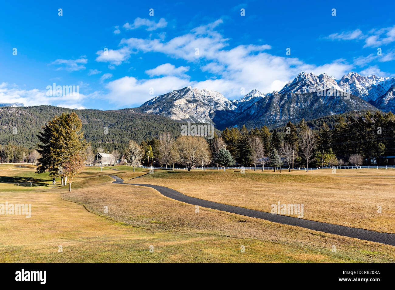 Golf Course at Fairmont Hot Springs in the East Kootenays near Invermere British Columbia Canada in the early winter. Stock Photo