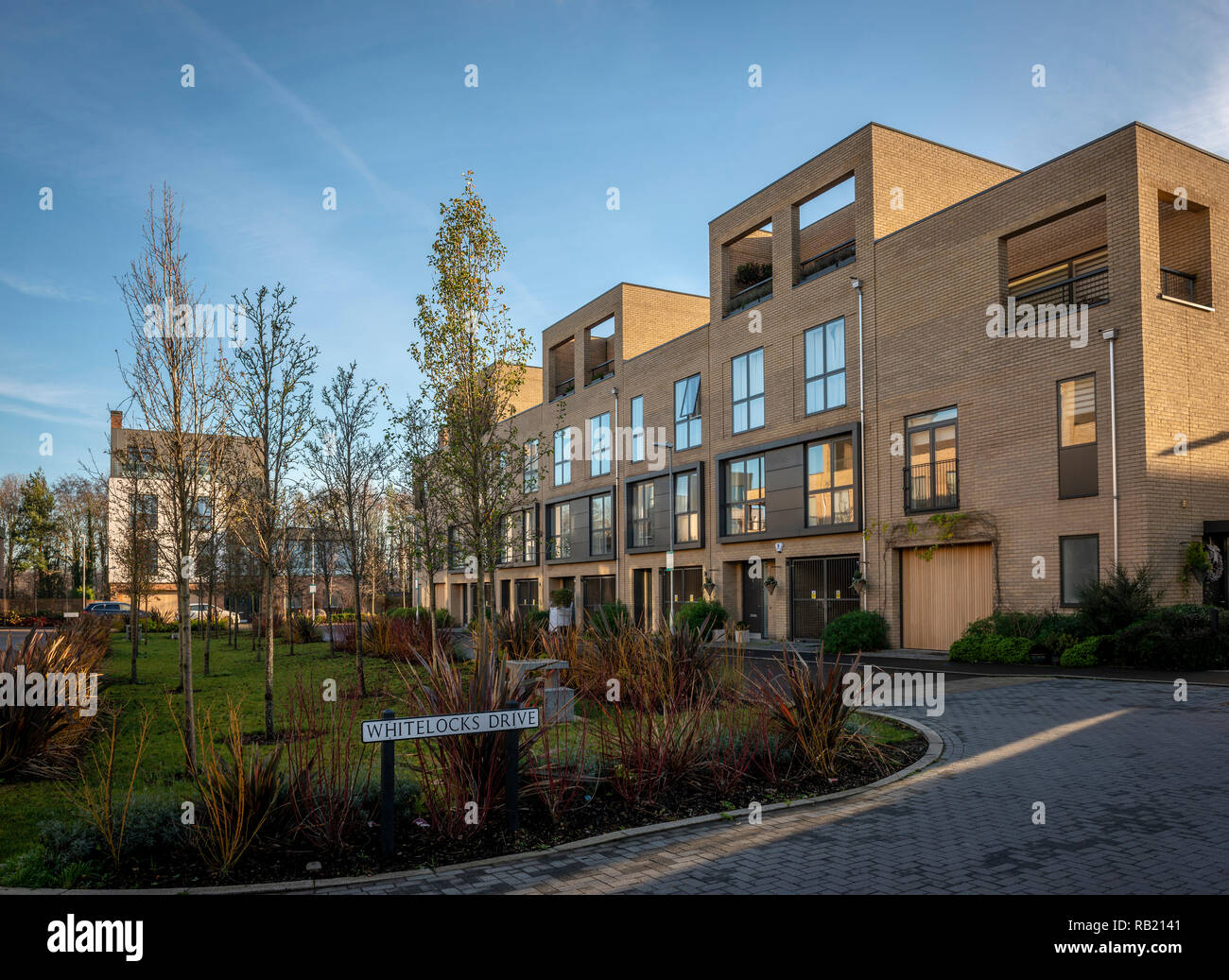 Modern housing in the Aura development on the outskirts of Cambridge, UK Stock Photo