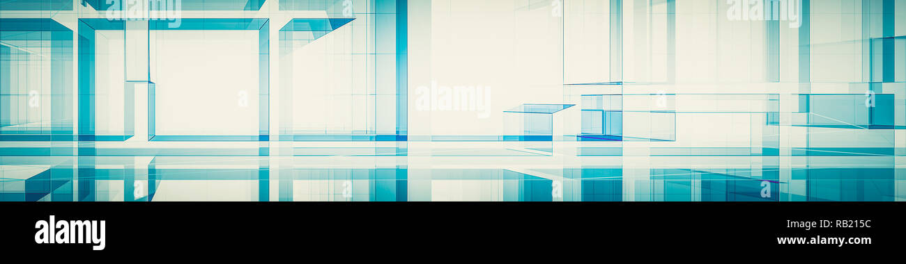 Abstract blue architecture 3d rendering Stock Photo - Alamy